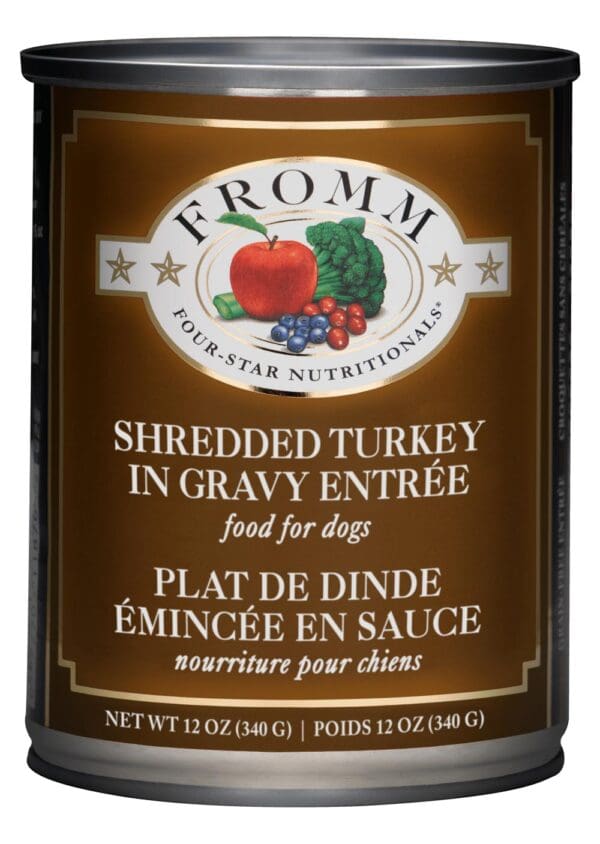 LR four star dog can shredded turkey in gravy entree 12oz 072705118823