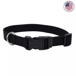 coastal adjustable nylon dog collar with plastic buckle black medium