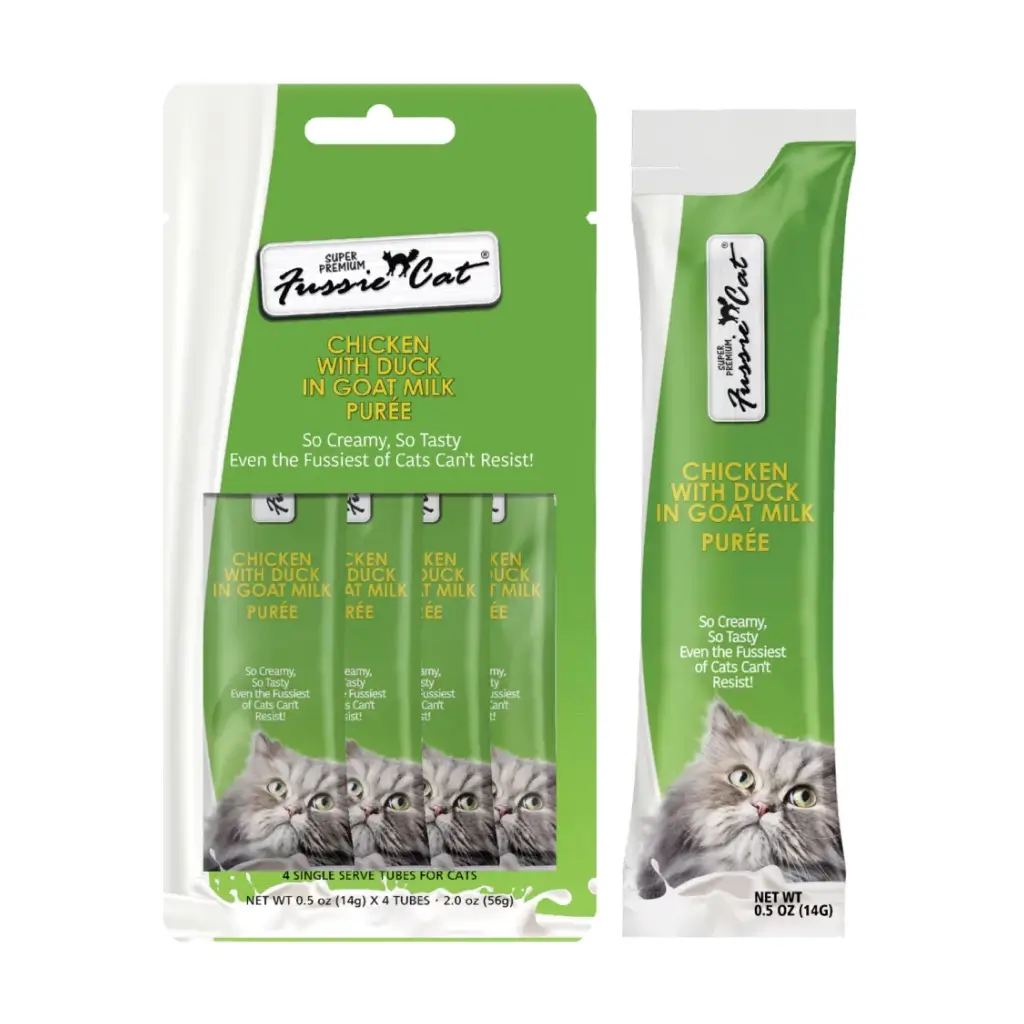 Fussie Cat Chicken with Duck in Goat Milk Puree 4 Pack